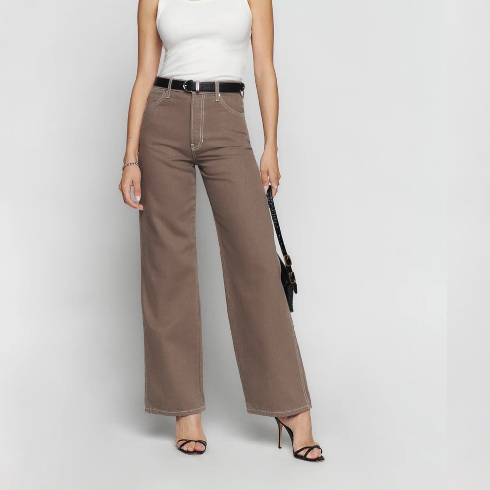 Reformation Cowboy High Rise Wide Leg Jeans in Cocoa Wash Size 26